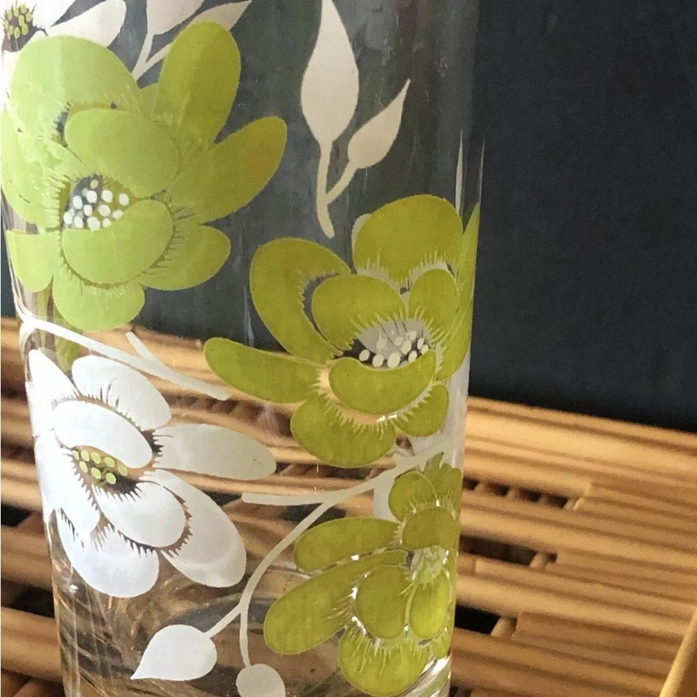 Vintage Federal Glass‎ Wildrose Tumblers Drinking Glasses Multicolor Floral 6